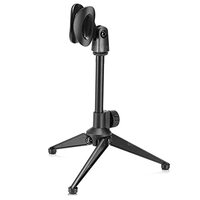 Powerpak PC-03 Desktop Microphone Tripod Stand With Mic Holder | For Vlogging/Live Streaming/Meetings/Lectures/Speaking/Podcasts/Screencasts/Video Chats | Black