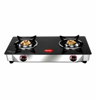 Pigeon Favourite 2 Burner Gas Stove | Auto Ignition | Brass Burner | Toughened Glass | 2 year Warranty