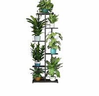 Plant Stand With Pot Display Tiered Shelf Floor Mount Rack, 7 Tiers, Made Of Wrought Iron, Tall Plant Flower Shelf For Balcony Living Room Outdoor Interior Home Outdoor Decor (Black)
