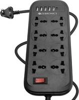 ZEBRONICS Power Bar 282, 2500 W, 10 Amps, LED Indicator, 1 Type C Port, 5 USB Ports and 8  Socket Extension Boards  (Black, 2 m, With USB Port)