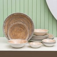 Fine Porcelain Textures Ground Dinner Set (Set of 14), for Family of 4, Ceramic Crockery Set, Dinner Plates, Kitchen Set for Home, Dining Set for Dinner, Microwave & Dishwasher Safe Plates