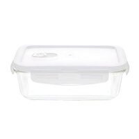 Amazon Brand - Solimo Glass Containers with Lock for Kitchen/Tiffin | Set of 2 | Square | 140 ml Each | Transparent| 11.7 x 8.5 x 5.7 cm