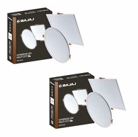 Bajaj Polycarbonate Hyperion LED Multi CCT Panel | 5W Round LED Surface Light | Modern Multicolor Lights for Living Room, Bedroom and Hall | White Body (Pack of 2)