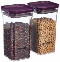 Amazon Brand - Solimo Plastic Storage Jar and Container Set I Air Tight & BPA Free Containers for Kitchen Storage Set I Grocery Kitchen Container Set I Multipurpose Jar, 1100 Ml Each, Set 2, Purple