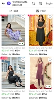 women kurta pant set starting from Rs 158