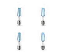 PHILIPS 4-watt E27 ST64 LED Glass Amber Filament Bulb | Decorative LED Bulb for Home Decoration | Blue, Pack of 4