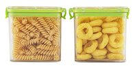 PEARLPET Click n Seal Plastic Kitchen Storage Container Set of 2 Pcs (700 ml, Square shape, Green)