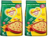 Saffola Masala Oats |Veggie Twist | Tasty, Anytime Snack | Ready in 3 mins | Millets Goodness- with Bajra & Jowar | No maida, No added preservatives | Oats helps manage weight |500g (Pack of 2)