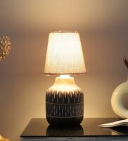 tu casa Wooden Table Lamps with Off-White Jute Shade for Home Décor, Bedrooms, Living Room, Gifting, Diwali Decoration, Dining Space, Study Room, Restaurants (Height: - 13") - Bulb not Included