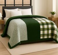 BSB HOME Supersoft Printed Mink Blanket for Heavy Winter – 600 GSM Ultra Soft Luxurious Embossed Double Bed Blanket, Warm & Fluffy Cozy for Extreme Cold Weather (Green & White, 230 x 220 Cm, 3.5 Kg)