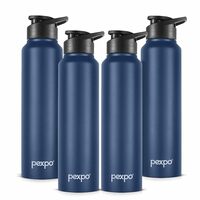 PEXPO Chromo 1000 ISI Certified Stainless Steel Sports/Fridge Sipper Water Bottle, 950ml, Denim Blue Pack of 4 | BPA Free | Water Bottle for Office, Gym, School, Yoga, Trekking, Men, Women and Kids