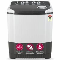 LG 7 Kg 5 Star Wind Jet Dry Semi-Automatic Top Loading Washing Machine (P7020NGAZ, Dark Gray, Rat Away Feature)