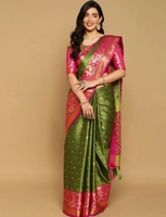 VILLAGIUS Woven, Self Design Banarasi Jacquard, Cotton Silk Saree on Flipkart 