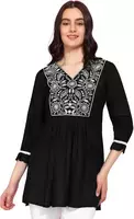 DSK Studio Women's Rayon Embroidered A-Line Kurti Top::3/4 Sleeves 
 