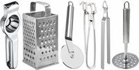 exs Lemon Squeezer & Grater & Pizza Cutter & Pakkad & Chimta & Potato Masher Kitchen Tool Set on Flipkart