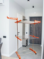 FAVOUR Plastic, Steel Floor Cloth Dryer Stand Made In India Strong single Pole 2Tier Foldable Cloth Rack 015  (2 Tier)