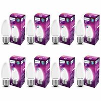 PHILIPS 4-watt Filament Candle LED Bulb | Diffused Candle Bulb for Home & Decoration | Bulb Base: E27, Cool White | Pack of 8 