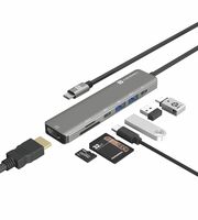 Portronics Mport 52 USB C Hub Dock (7-in-1), Multiport Adapter with 4K HDMI, 60 W PD Charging, USB 3.0/2.0 & USB Type-C Data Ports at up to 10 Gbps, microSD & SD Card Reader for Laptops(Grey)