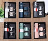Stainless Steel Vacuum Flask Set with 2 Cups | 500ml Bottle Combo for Hot & Cold Beverages | Vacuum Insulated Water Flask Bottle for Tea, Coffee, Juice, Travel Use (Multicolor) – Not a Thermos  
