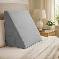 Sleepsia Wedge Cushion | 1 Year Warranty | Wedge Pillows for Bed, Orthopedic Memory Foam Back Support Pillow for Bed | Acid Reflux, Pregnancy, GERD, Back & Leg Support- Grey, 20" Lx17.4 Wx10 H