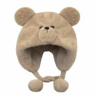 Women Cute Big Ear Style Bear Hat Girls Furry Costume Soft Warm Hats Hair Ball Beanies Lady Warm Winter Knitted (Inside Fur) Woolen Beanie Cap for Women & Girl's