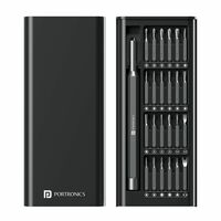 Portronics Bit Box,24-in-1 Screwdriver Kit,Compact,Durable,and Travel-Friendly Tool Kit with a Magnetic Bit Holder,Perfect for Household&Auto Repair (Black)