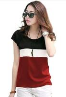 Tiki Tees Women Solid Round Neck Pure Cotton Maroon T-Shirt