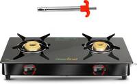 Greenchef Ebony with Lighter Glass Manual Gas Stove  (2 Burners)