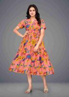  Veertrends Women Gown Orange Midi/Calf Length Dress on Flipkart