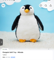 blinkit-Penguin Soft Toy - Mirada 32cm
Available in Gurgaon check yours 