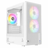 TAG Gamerz EVA Mid-Tower Computer PC Case/Gaming Cabinet, Front Mesh Panel, 3x Pre-Installed ARGB Fans | Supports M-ATX, ITX | 240mm Radiator Support | 4mm Tempered Glass, Supports Up to 8 Fans -White