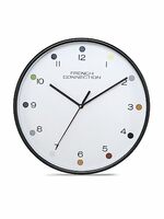 French Connection Elegant Decorative Analog Wall Clock White Dial with Black Case - Size 12 inches - FCWC05-A