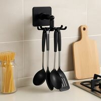 Plastic 1 Piece 360 ° Rotating Folding Hook Self-Adhesive Wall Hook Hanger Sticker Mounted Utensil Hanging Storage Organizer Rotary Hook (Multi Color) - BAZ0151