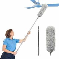DECOZARE Cleaning High Ceiling Fan Microfiber Feather Telescoping 100inch ExtensionPole Wet and Dry Duster