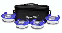 SignoraWare 350ml+350ml+350ml+350ml All Steel Double Decker Bright Lunch Box with Bag, Food Grade BPA Free, Leak Proof Air Tight Stainless Steel Containers, Compact Sleek Tiffin Box (Set 4 Violet)