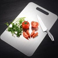 SELTIX Stainless Steel Chopping & Cutting Board for Kitchen | Multipurpose Vegetable, Fruit & Meat Cutter | Heavy-Duty Durable Easy to Clean Board – Large 31×25 cm, 1mm Thickness