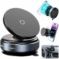 Magnetic Car Phone Mount, 360° Rotatable Dashboard Phone Holder, Strong Suction Base, Black