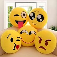  PACK OF 5 smiley pillow Microfibre Smiley Cushion Pack of 5 on Flipkart