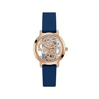 GUESS Silicone Analog Rose Gold Dial Women's Watch-Gw0452L1,Blue Band