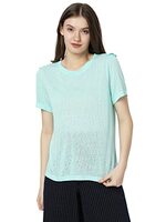 VERO MODA Women's Rayon Blend Regular Fit T-Shirt