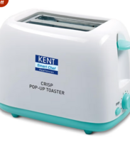 Kent Crisp Pop Up Toaster 750 Watts | 2 Slice Automatic Pop Up Electric Toaster | 6 Heating Modes | Auto Shut Off | Removable Bread Crumbs Tray | White