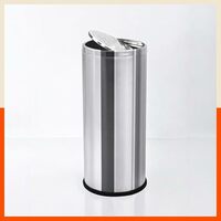 Bathla Stainless Steel Swing Dustbin with Lid for Home, Office & Kitchen - 12 Litres | Swing Lid Trash Can | Durable & Rust-Resistant Garbage Bin