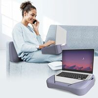 Lite Lap Desk Pillow | 2 Years Warranty | Soft & Comfortable | Ideal for Laptop Reading & Gaming | Built-in Storage Pocket & Handle | Perfect for Bed, Sofa & Floor | Grayish Blue Mesh