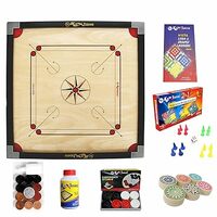 Carrom Board 32 INCH Full Size Cut Pocket with 1.5" Border & (Super) with STRICKER & Accessories and Vista 14 INCH Ludo Snakes and Ladder