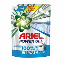 Ariel Power Gel Liquid Detergent for Top Load & Semi Auto – 4kg | Removes 100 Dried Stains in 1 Wash | Faster Dissolving | Long-Lasting Fragrance | Color Protection | At the price of Powders