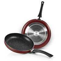 Milton Pro Cook New Granito My Kitchen Set of 2, (Tawa 28 cm and Fry Pan 24 cm / 1.6 Litre) Burgundy 