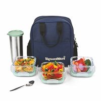 SignoraWare Social Borosilicate Glass Big Lunch Box Set | Airtight & Leakproof | Microwave Safe
