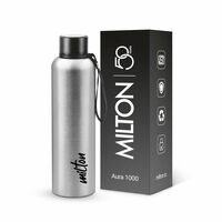Milton Aura 1000 Thermosteel Water Bottle 1L (Silver, Black, Dark Blue & Beige)