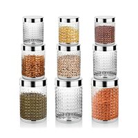 Attro Sky Hector Big Celebration 9 Pcs Storage Pet Container Gift Set for Kitchen (400 ml x 3,900 ml x 3, 1800 ml x 3), Silver