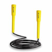 MOQ - 3 DE JURE FITNESS Adjustable Skipping Rope – Slim Handle, 275cm, Multiple Colors (Black-Yelloiw)